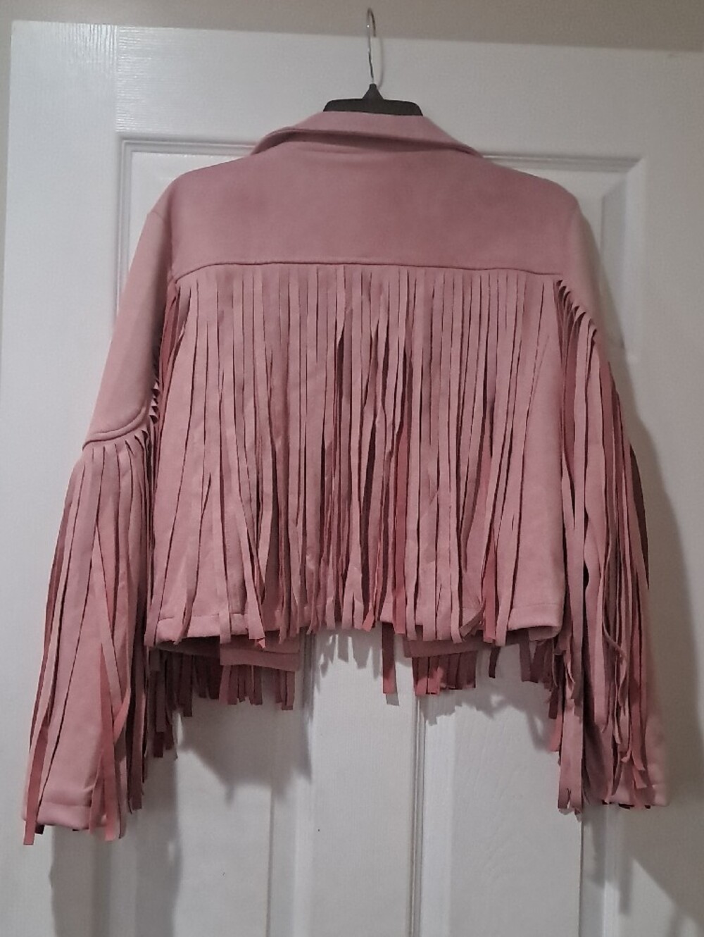 Chartou Pink Fringe Suede-Style Jacket - Picture 4 of 8